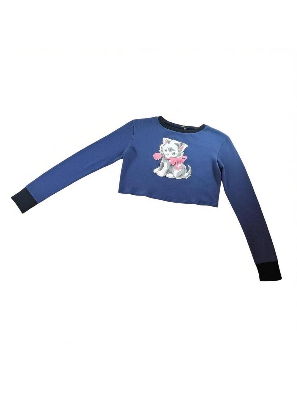 Dollskill Retro Kitten Cropped Graphic Tee